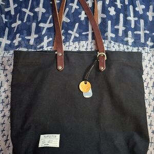 R. Riveter | Wilson Black Canvas + Brown Leather Tote
